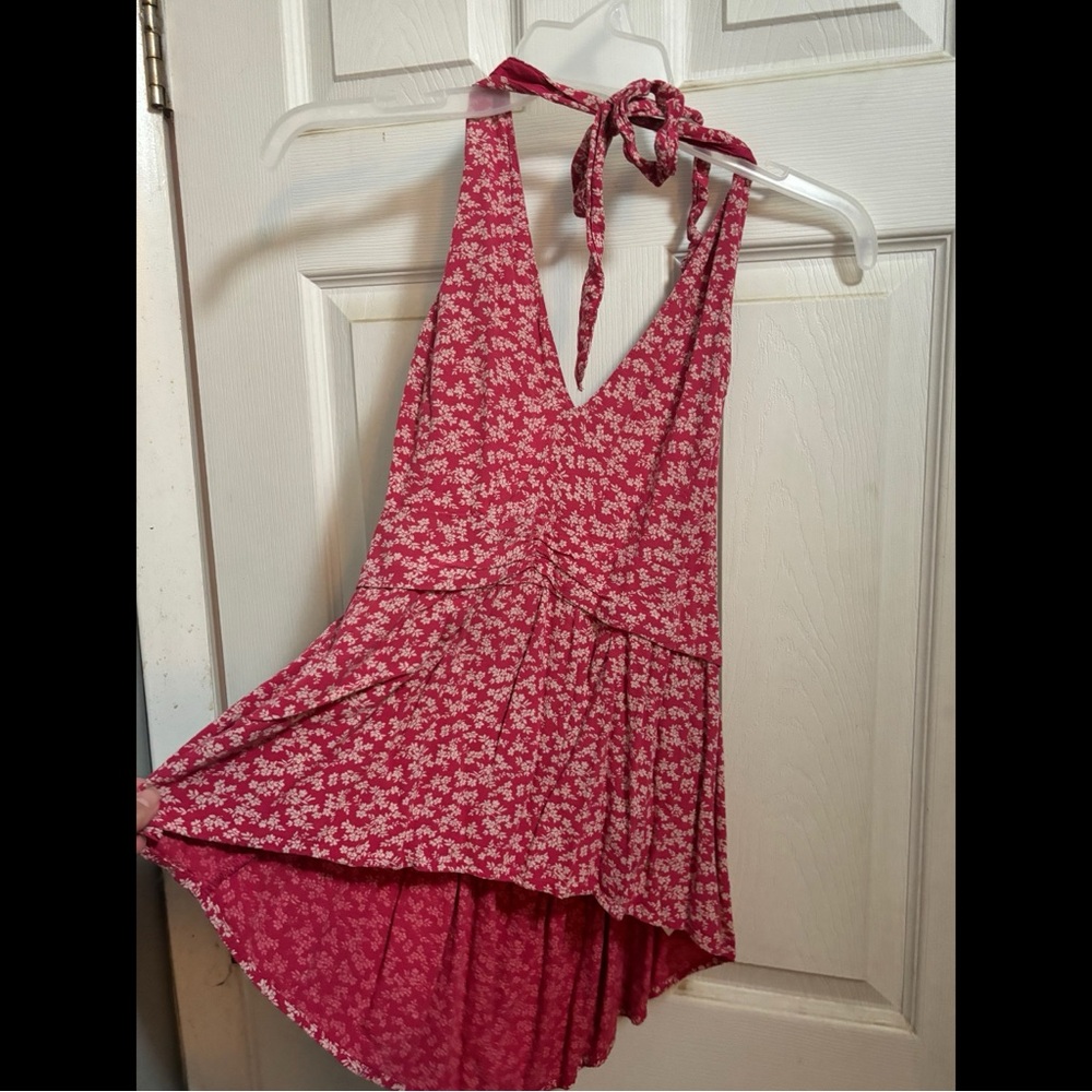 Floral Halter Dress in Red